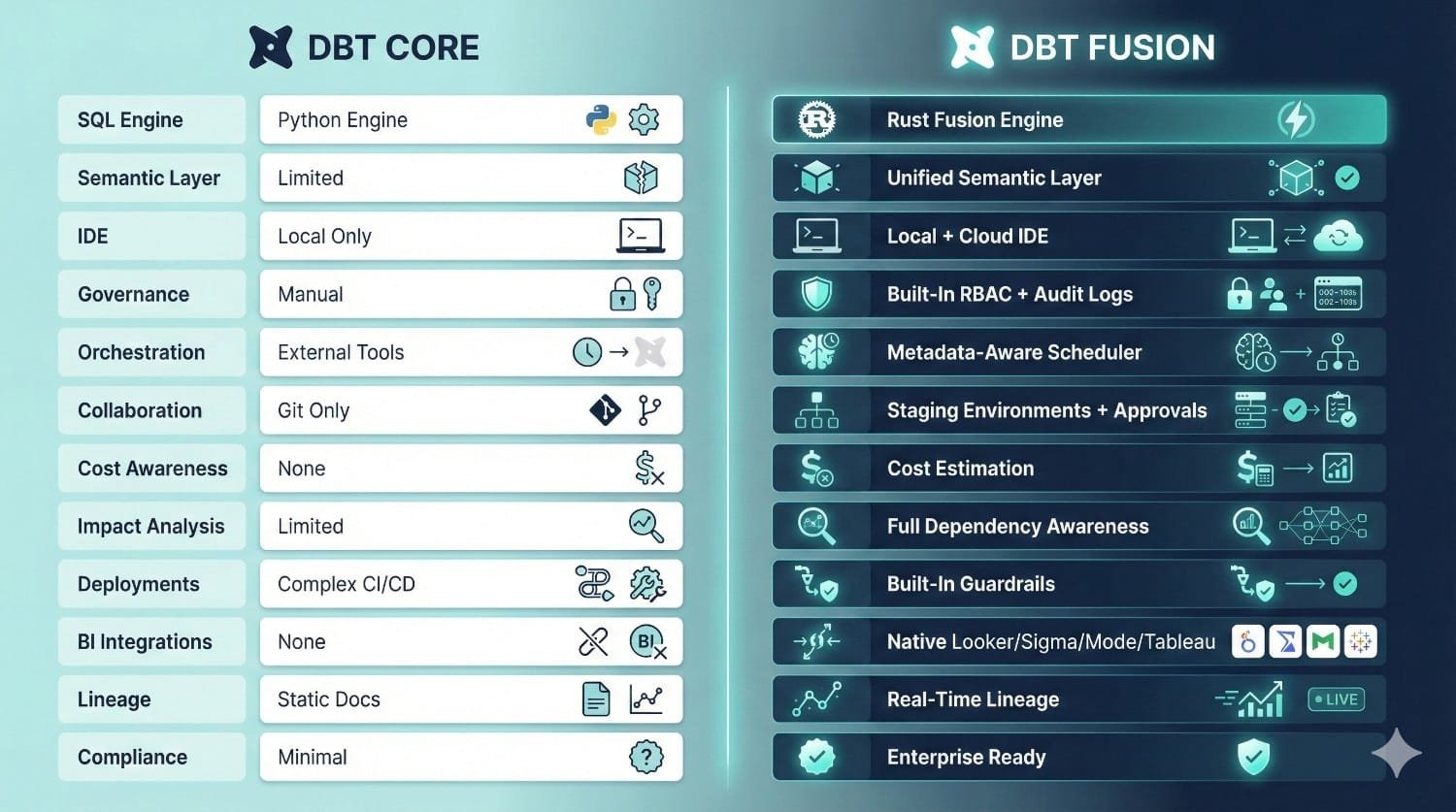 Dbt Core Vs Dbt Fusion Comparison
