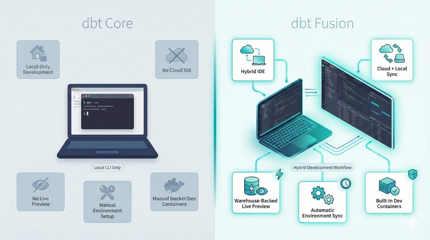 Dbt Core Vs Fusion Comparison Diagram 2